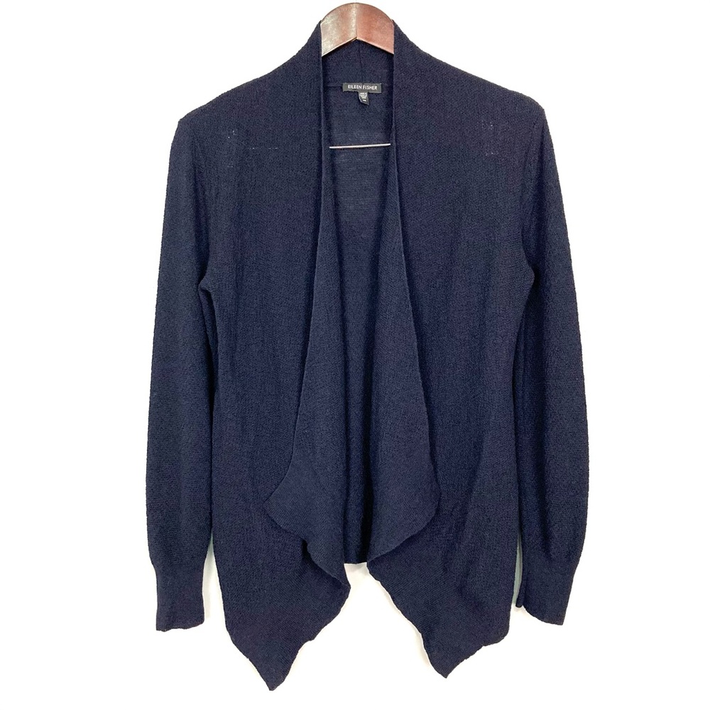 Eileen Fisher Blue Draped Cardigan Sweater